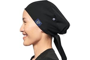 DR. WOOF APPAREL Scrub Caps for Women & Men - Tie Back & Ponytail Hat - Washable & Breathable Material - Surgical Cap for Nurse, Doctor, Vet
