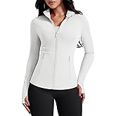 AVGO Womens Workout Jackets Lightweight Athletic Zip Up Jacket Slim Fit Running Gym Top with Pockets & Thumb Holes