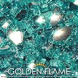 Golden Flame® 10-Pound Fire Glass with Fireplace Glass and Fire Pit Glass, 1/4-Inch, Azuria Blue (Reflective Supreme)