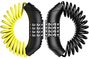 Windance 2pcs Motorcycle Helmet Lock Cable, Anti-Theft Retractable Luggage Lock with 4 Digit Password Combination Security Lock (Black+Yellow)