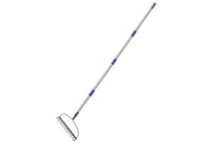 HOSKO 5FT Bow Rake，60 inches L Handle x 13.5 inches W Head Metal Bow Rake with Heavy Duty Construction for Gardening, Land Management, Yard Work, Farming and Outdoor