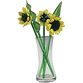 Red Co. Decorative Glass Lovely Flower Bouquet with Vase, Gift Boxed – Sunflowers