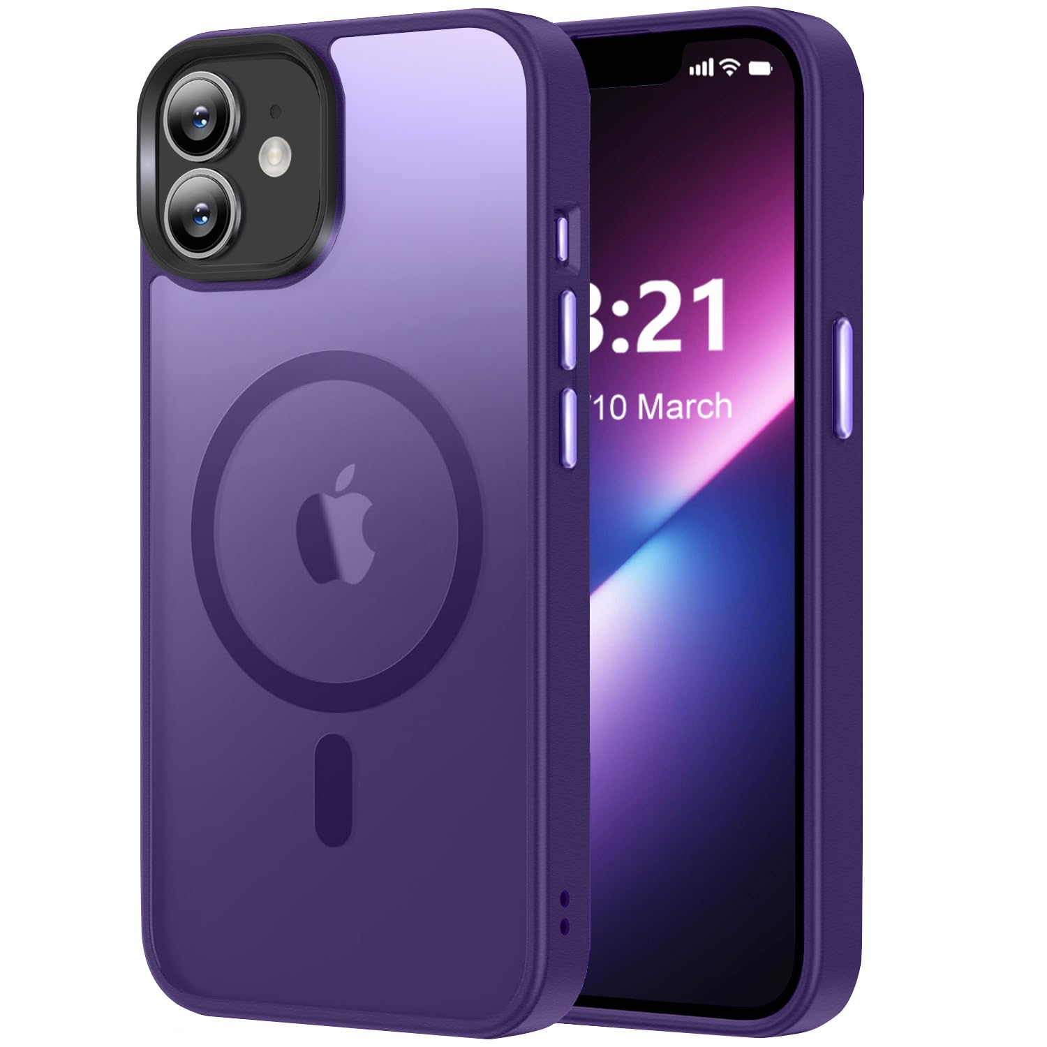 Photo 1 of Vlanxie Upgraded Magnetic for iPhone 12 Case/iPhone 12 Pro Case,[Compatible with Magsafe & Military-Grade Protection] Slim Translucent Matte Phone Case for iPhone 12/12 Pro 6.1 inch,Deep Purple