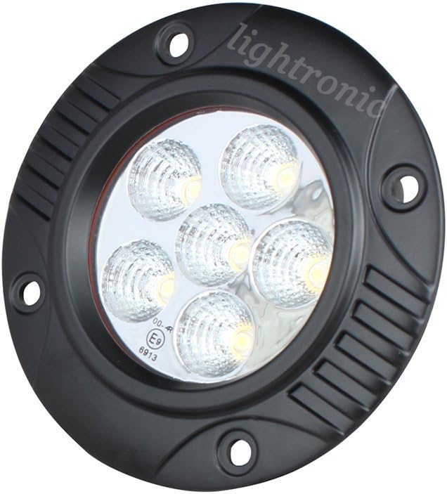 Lightronic 3.5 Inch Round 18W Die-Cast Aluminum Housing 6000K Natural White Super Bright Flush Mount Off-Road LED Fog Light/Reverse Backup Light/DRL, Flood Beam, IP 68 Waterproof, 2-Pieces: Automotive