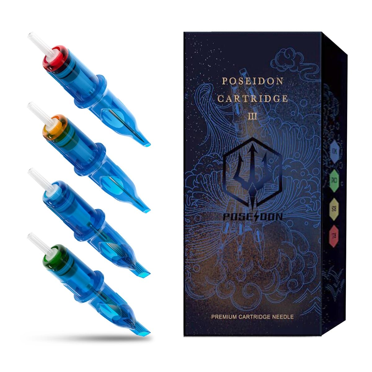 POSEIDON V3 Tattoo Cartridge Needles 30Pcs with Membrane Safety Cartridges Disposable Needle for Tattoo Artists Round Liner (1203RL)