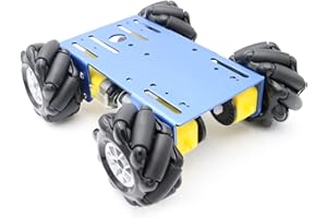 SMARINGWING 4WD Metal Smart Car Chassis, MC100 Remote Control Omnidirectional Wheel Robot Platform Car Kit with 60mm Mecanum Wheel & DC TT Motor for Arduino/Raspberry pi/Micobit, DIY Maker Learning (Blue)