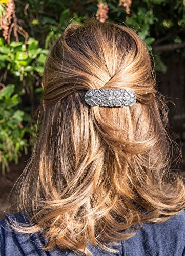 Celtic Peacock Hair Clip - Hand Crafted Metal Barrette Made in the USA with a Medium 70mm Imported French Clip By Oberon Design