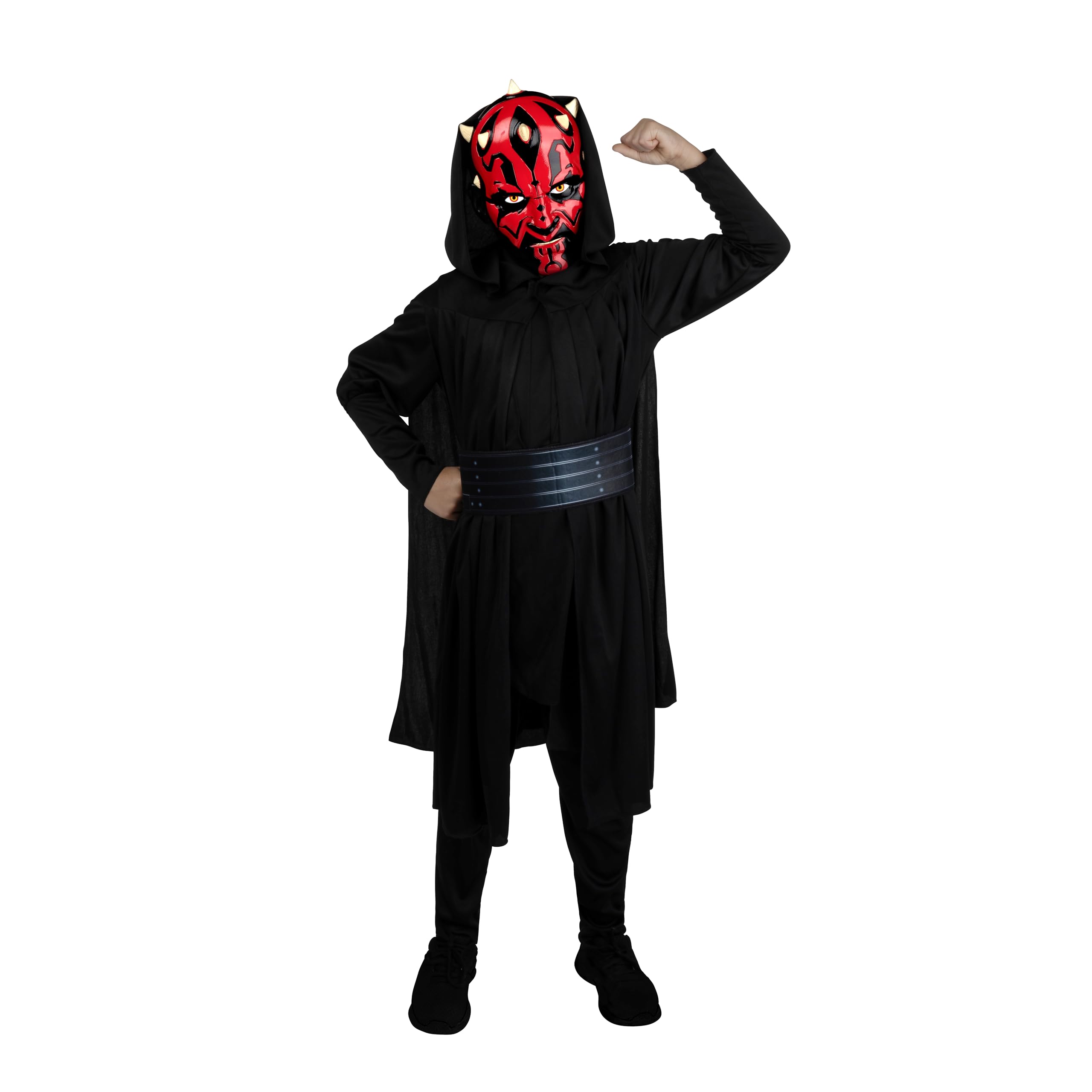 Star Wars Darth Maul Official Youth Halloween Costume – Premium Quality Tunic, Pants, Belt, with Hooded Cloak and Plastic Mask (L)