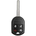 KeylessOption Key Fob Replacement for 2012 2013 2014 2015 2016 2017 2018 2019 Ford Focus Fiesta Transit Connect Explorer Taurus Remote, 4-Button CWTWB1U793, Programming Guide Included