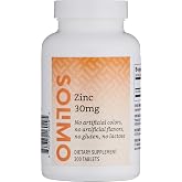 Amazon Brand - Solimo Zinc 30mg, Unflavored, 300 Tablets, Ten Month Supply