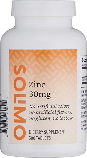 AMAZON BRAND – SOLIMO ZINC 30MG, UNFLAVORED, 300 TABLETS, TEN MONTH SUPPLY