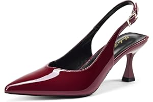 Elisabet Tang Women's Kitten Heel Slingback Low Pumps 3 Inches Stiletto Pointed Closed Toe Elegant Dressy Bridal Wedding Part