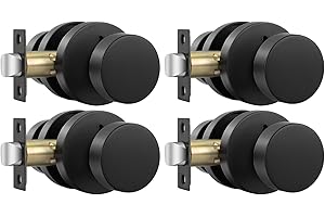 Haidms 4 Pack Matte Black Privacy Door Knob for Bedroom & Bathroom – Heavy Duty Black Door Knob Interior, Round Ball Design D