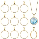 UNICRAFTALE Round Open Back Bezel Pendants Stainless Steel Ring Frame Pendants Geometric Blanks Charms Hollow Frame Pendant Cabochon Settings for Earrings Necklace Bracelet Jewelry Making