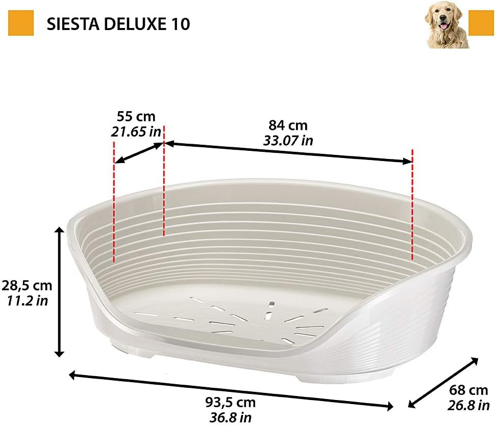 Ferplast Cat Bed, Plastic Dog Bed Large, Ventilation Holes and Non-Slip Rubber Feet for Added Stability 93,5 x 68 x h. 28,5 cm. Pink - Image 3
