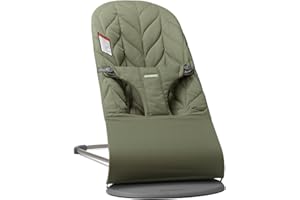 BabyBjörn Bouncer Bliss, Dark Green, Woven, Petal Quilt | 2-in-1 Adjustable Baby Bouncer Seat and Toddler Chair, Newborn to Toddler (8-29 lbs), 4 Positions, Lightweight & Portable