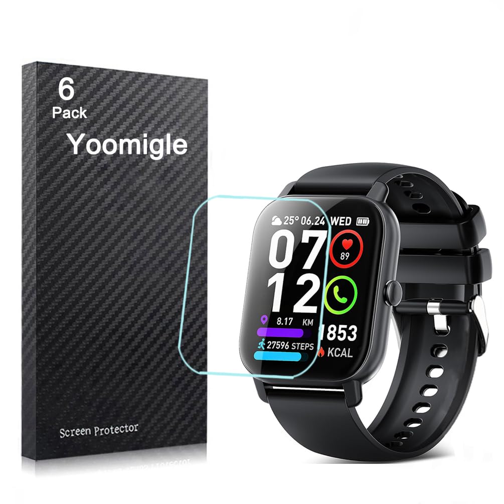 Yoomigle 6 Pack Compatible with Ddidbi P66E 1.85'' Screen Protector Film for P66E 1.85 inch Smartwatch Screen Protectors Foils Screen Cover Crystal Clear HD Anti-Scratch Anti-Fingerprint