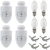 Creative Hobbies Auto On Sensor Plug in Night Light Module Includes 4 Bulbs and 4 Metal Clips, Great for Making Your Own Decorative Night Lights, Pack of 4 (White Sensor)