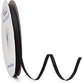 Ribbli Black Grosgrain Ribbon, 1/4 inches x Continuous 50 Yards, Use for Bows DIY Hair Accessories,Gift Wrapping, Craft and Sewing