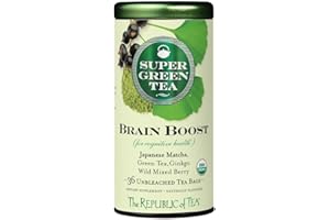 The Republic of Tea - Brain Boost SuperGreen Green Tea, Ginkgo Biloba, and Matcha Tea Blend (36 Tea Bags)