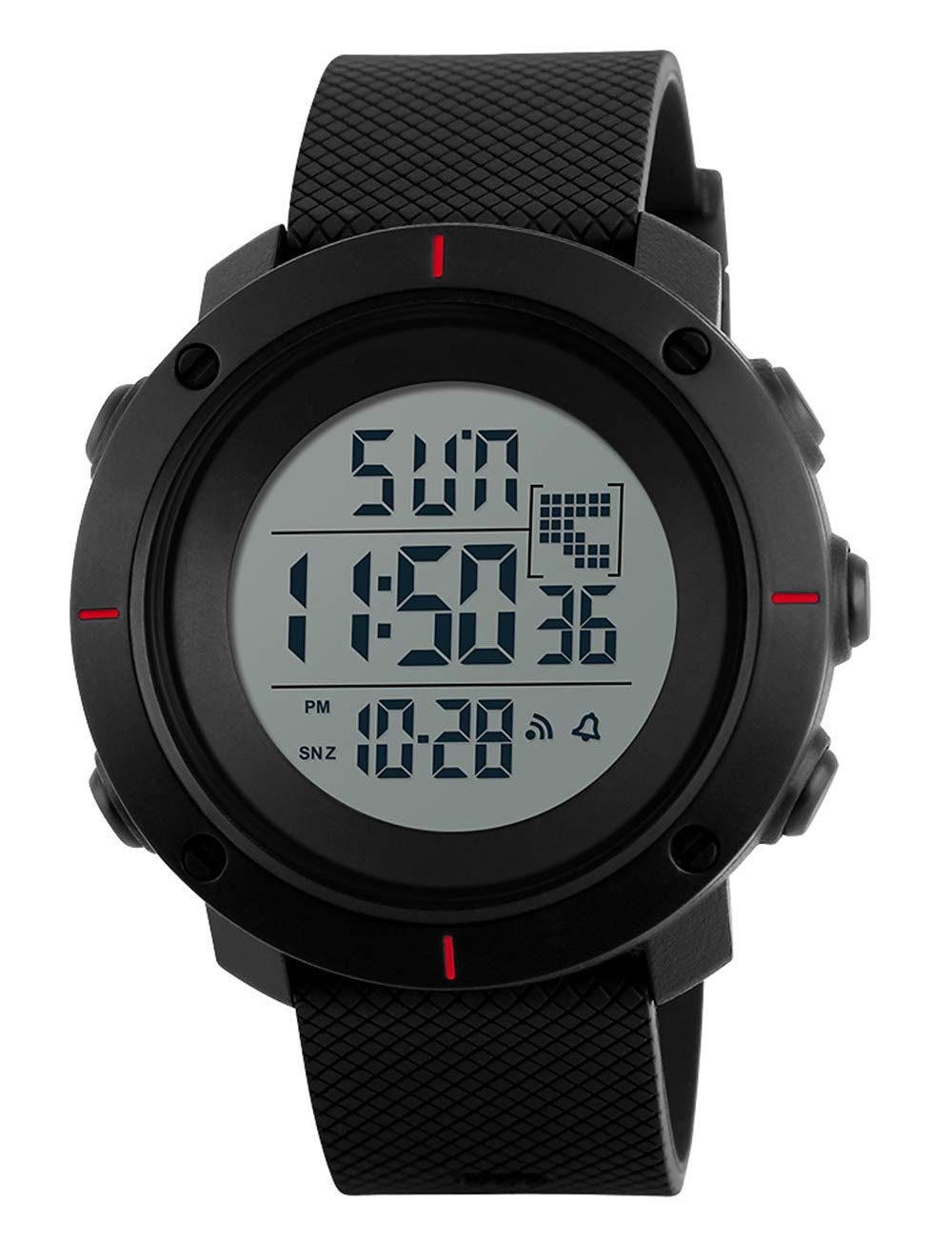 Unisex Square Large Face LED Digital Watch Electronic for Men Watch for Women Student Silicone Watches (Red Rectangle)