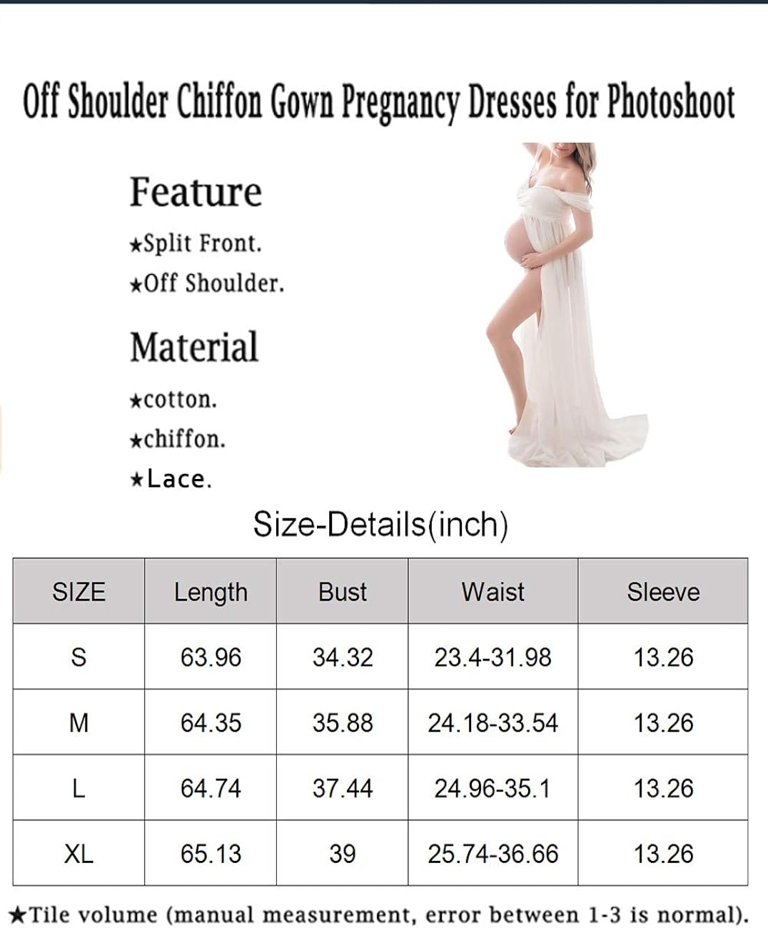 JustVH Maternity Dress for Photography Off Shoulder Chiffon Gown Split Front Maxi Pregnancy Dresses for Photoshoot at  Women’s Clothing store