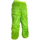 casapre Christmas Green Furry Adult Pants Funny Cosplay Costume Props Santa Costume Green Pants For Adult