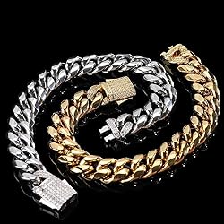18K men's gold bracelet with Cuban style design and