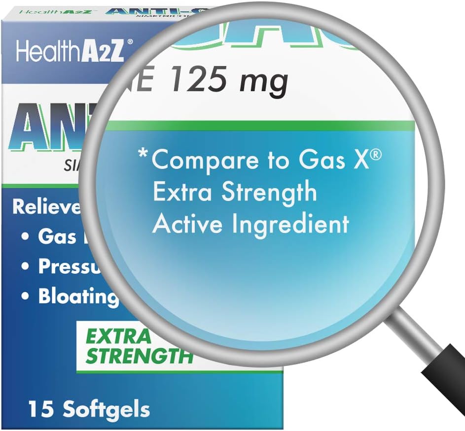 HealthA2Z Anti-Gas, Simethicone 125mg, Compare to Gas X Extra Strength Active Ingredient, 24 Packs of 15 Softgels(360 Softgels Total), Value Package: Health & Personal Care