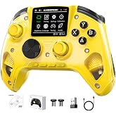 Voacle RG G01 Interactive Screen Wireless Gaming Controller Compatible with PC/Steam/Linux/Android/Switch/IOS 2.4G Wireless Bluetooth Controller Gamepad Hall Effect Triggers(Yellow)