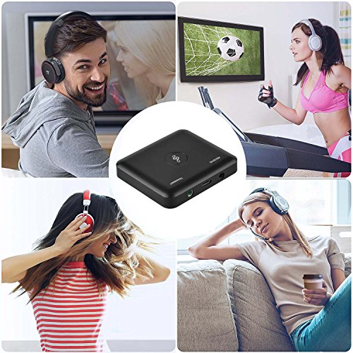 MicVista BT02 Bluetooth 4.1 Transmitter and Receiver, 2-in-1 Wireless Audio Adapter with aptX Low Latency, Dual Links Simultaneously for Headphones, Home Stereo Systems, Speakers, TVs and More