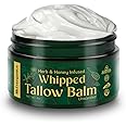 Everganics Organic Whipped Beef Tallow Balm | Honey Balm, Grass Fed Beef Tallow for Skin, Infused w/Herb - Manuka Honey | Beef Tallow for Face, Moisturizer for Eczema & Dry Skin Relief | Unscented 4oz