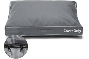 COSHNIBI Dog Bed Covers Replacement Washable,Waterproof Dog Bed Cover with Zip and Carry Handle for Dog/Cat 44''Lx32''Wx4''H-Grey