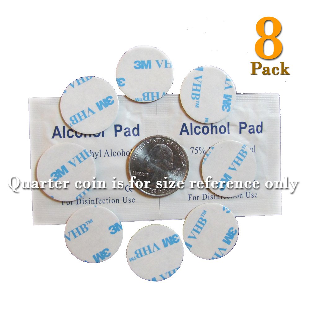 8 of VHB 3M Adhesive Double-Sided Dots Tape High Bond Conformable Acrylic Glue Replacement Kit 8 of 0.94 inch Circle Small Round Plus Alcohol Pad