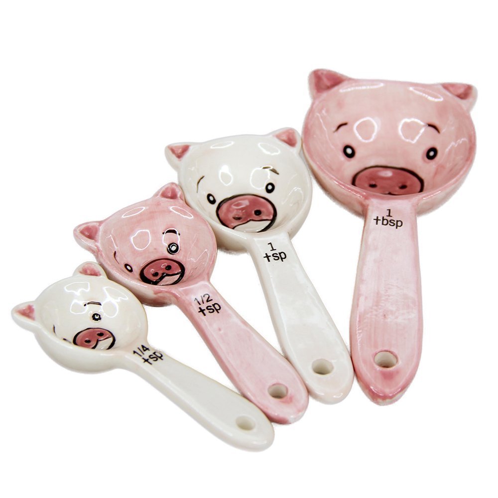 Pacific Giftware Loveable Pigs Ceramic Measuring Spoons Set
