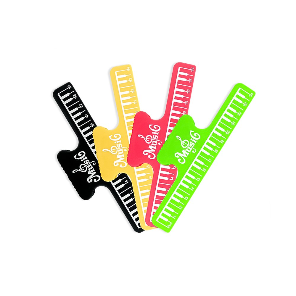 Zhi Jin 4 Pcs Piano Music Sheet Holder Stand Sheet Book Page Clip Keyboard Shaped Music Note Clips 150mm