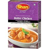Shan Butter Chicken Recipe and Seasoning Mix 1.76 oz (50g) - Spice Powder for Juicy Chicken in Rich Tomato and Butter Sauce - Suitable for Vegetarians - Airtight Bag in a Box