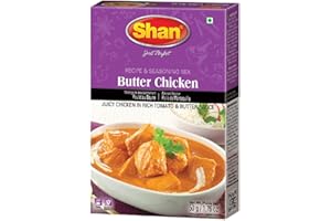 Shan Butter Chicken Recipe and Seasoning Mix 1.76 oz (50g) - Spice Powder for Juicy Chicken in Rich Tomato and Butter Sauce - Suitable for Vegetarians - Airtight Bag in a Box