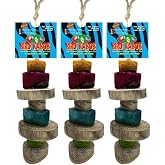BIRD KABOB Especial - 3 Pack - an All-Natural, Holistic, Veterinarian Recommended, Earth Friendly, shreddable Hanging Bird Toy with Colored Yucca Chunks