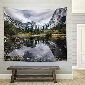 Mountain Landscape with Lake - Fabric Wall Tapestry Home Decor - 51x60 inches