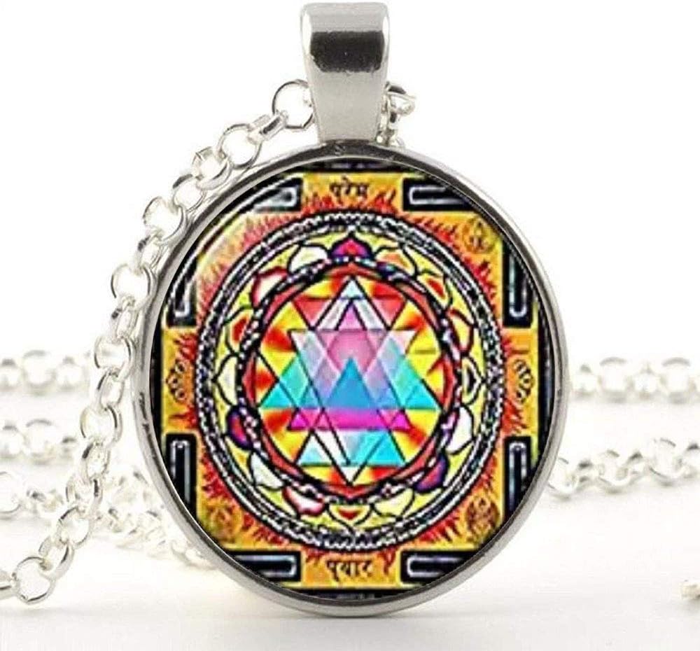 Sacred Geometry Jewelry, Sri Yantra Jewelry, Necklace for Men, Sri Yantra Necklace