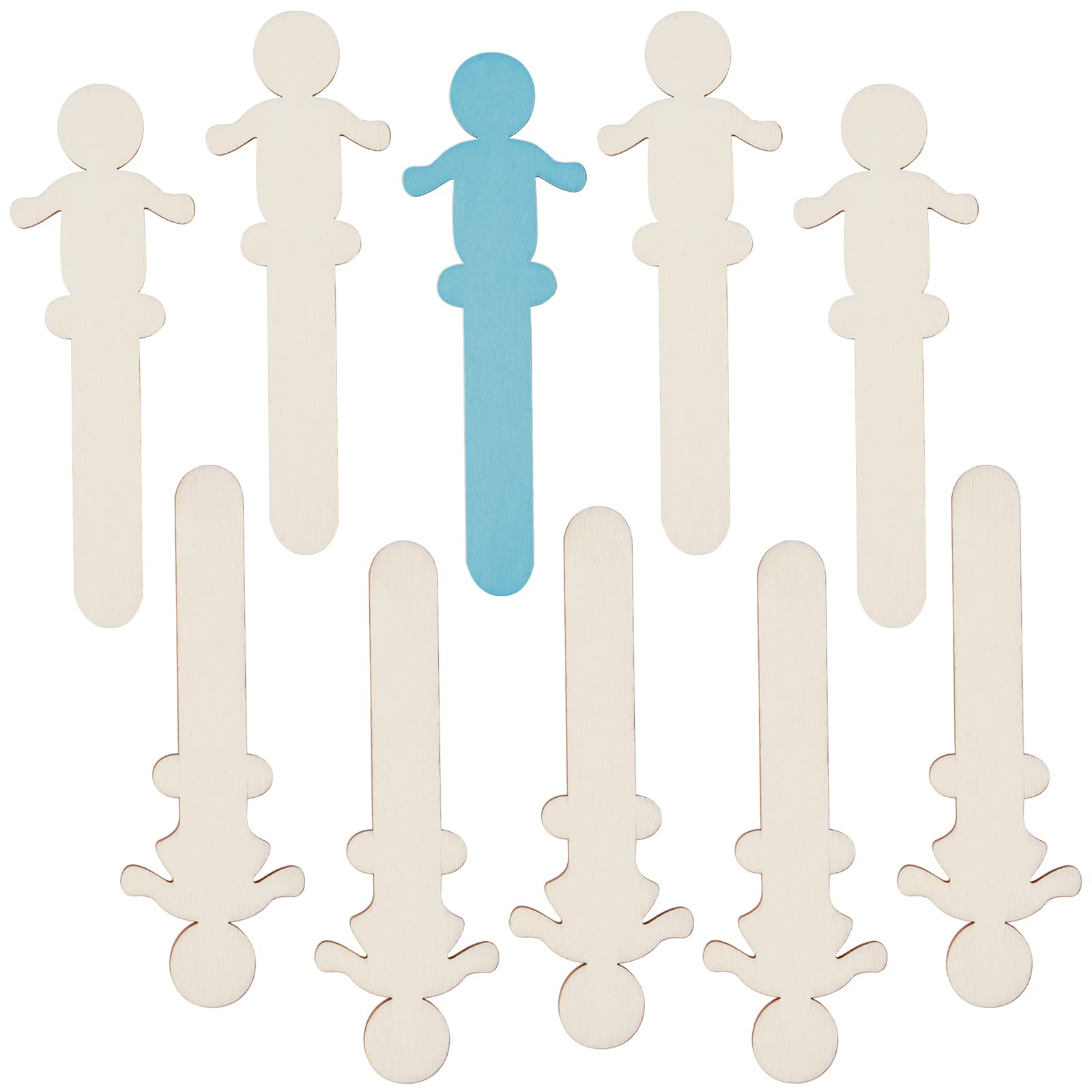 GORGECRAFT 2 Styles People Shaped Wood Craft Sticks Natural Jumbo Popsicle Wooden Ice Cream Stick Bulk 5.5 Inch Length for Building, Mixing, Creating Craft Projects