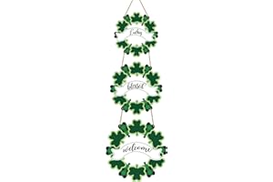 YUNKKIN St Patricks Day Decorations St Patricks Day Wreath Wooden Shamrock Wreath Lucky Blessed Welcome Sign for Front Door St Patricks Day Door Decorations for Wall Door Indoor Home Decor