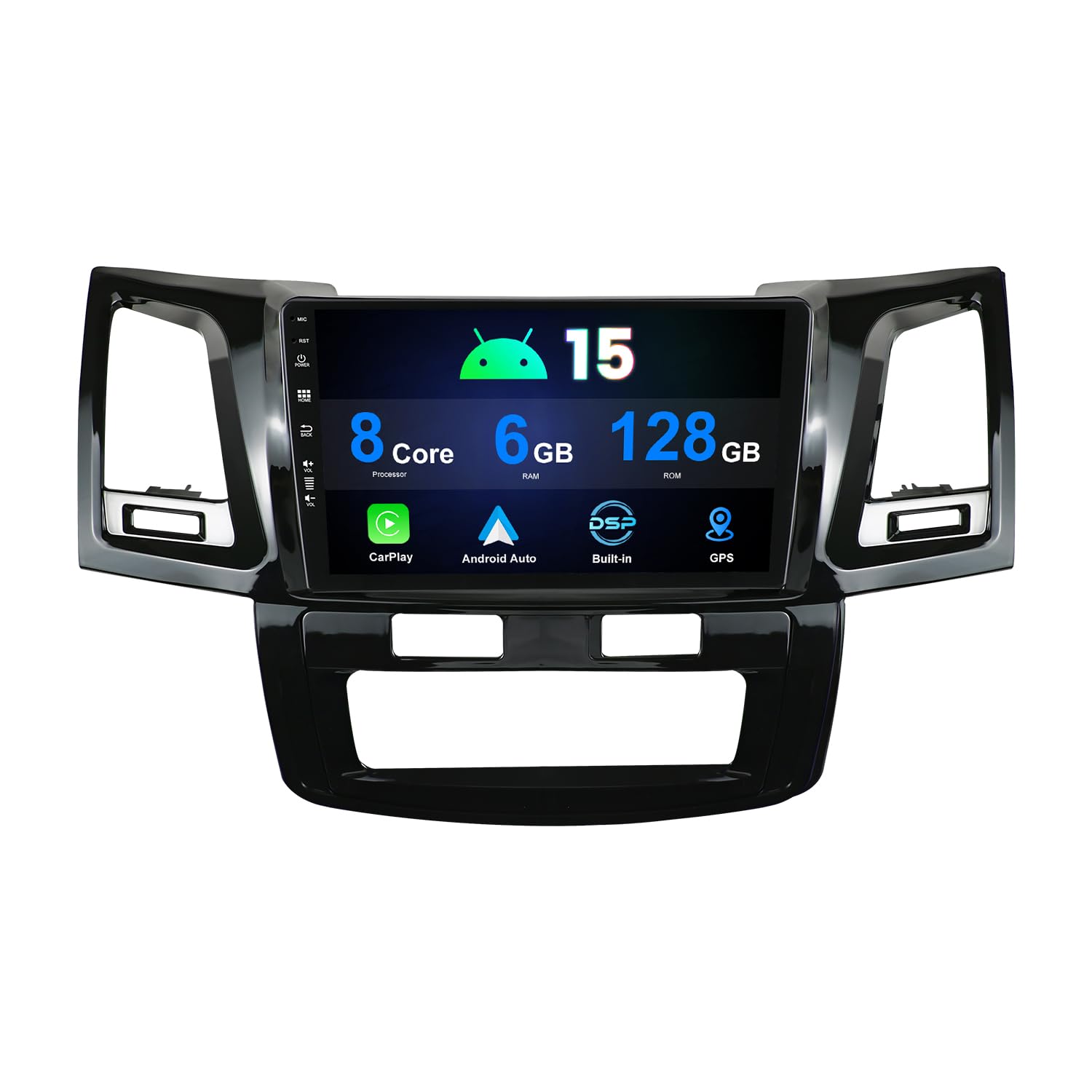 9" IPS 2 Din Android 14 Car Radio Suitable For Toyota Hilux/Fortuner/Revo/Vigo 2005-2014 - [6G+128G] - [Built-in Carplay+DSP+GPS Navi ] - Free Camera+Mic - SWC 4G WiFi AUX DAB Head Unit