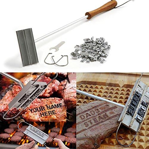 forviupet 1 Set Grill Changeable Letters Steak Meat Branding Iron Name Marking Stamp Signature BBQ