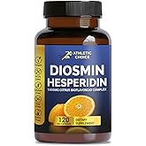 Athletic Choice Diosmin Hesperidin 1000mg Complex, 120 Veggie Capsules, Citrus Bioflavonoid Rich Fruit Extract, Vegan, Non-GMO & Gluten-Free Hesperidin and Diosmin Supplement