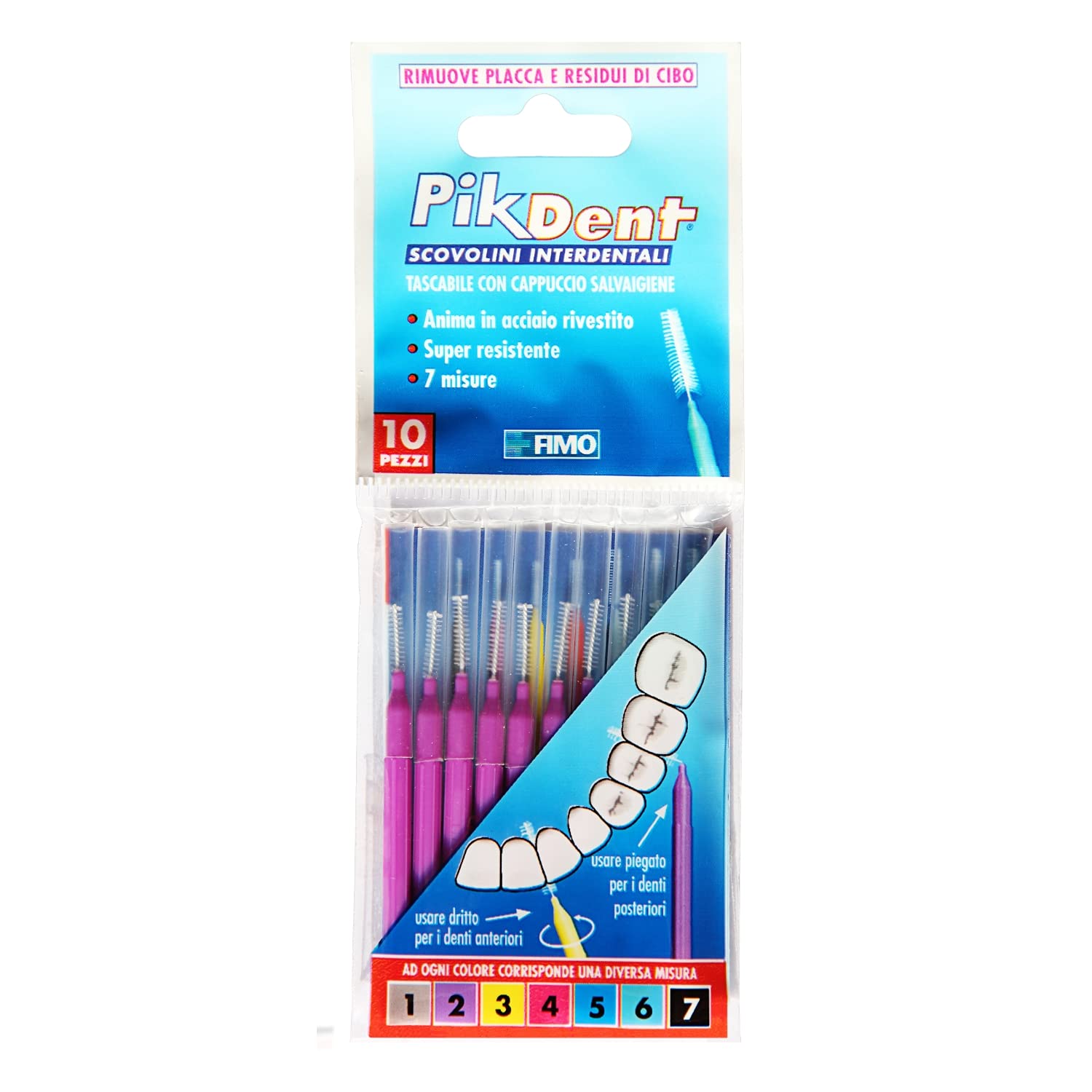 Pikdent Interdental Brushes with Steel Core and Tytex Bristles, Size 2 Purple 0.5mm Cylindrical - 10 Brushes