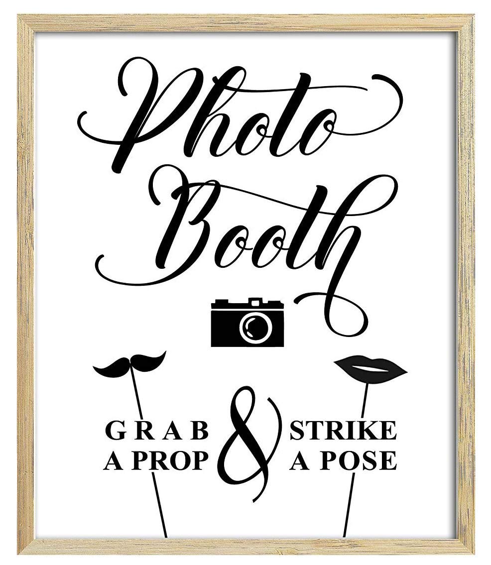 Darling Souvenir Photo Booth Wedding Party Sign Grab A Prop, Strike A Pose Signage Party Print - Frame Not Included