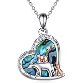 YFN Mama Bear Necklace Sterling Silver Mama Bear Pendant with 2 cubs Bear Jewelry Mother's Day Gifts for Women Mom