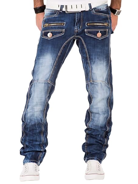 Kosmo Lupo Herren Jeans Denim Hose Japan Style Vintage Clubwear Chino Used Blau